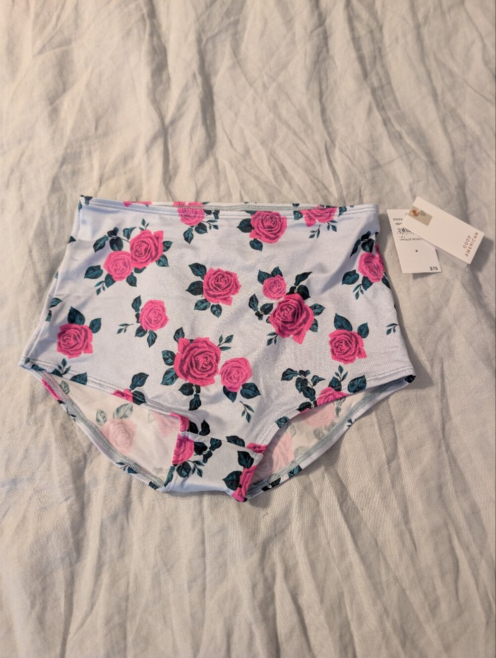 Good American Vintage Rose High Waisted Bikini Bottom Size M NWT